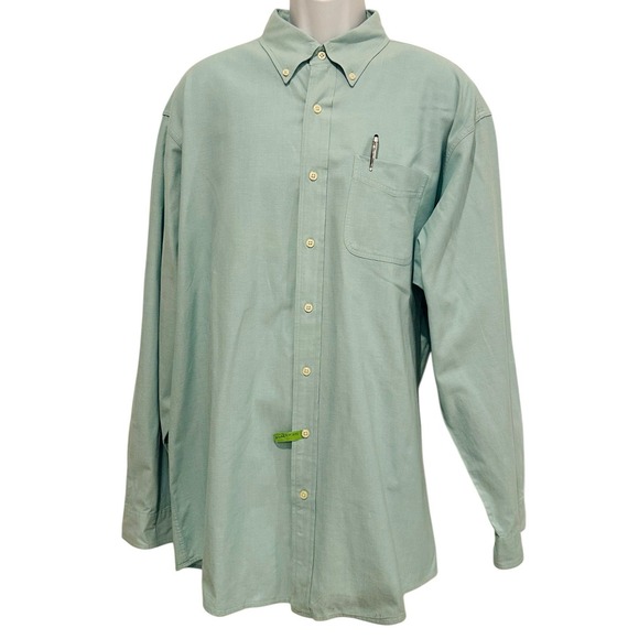 LL Bean Oxford Shirt Mens XL Tall XLT Seafoam Green Button Down Preppy Dad - Picture 2 of 6